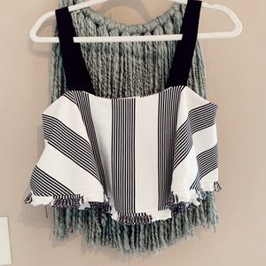 Navy and white striped cropped tank top
